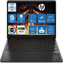 Hp Omen Slim 16-AN0035NT Intel Core Ultra 7 255H RTX5070 165Hz 48GB Ram 512GB SSD  Windows 11 Pro 16" Wuxga 400NIT IPS Panel Taşınabilir Bilgisayar Cimete