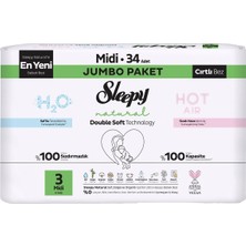 Sleepy Natural Double Jumbo Bebek Bezi Midi 34 Adet Ultra Hassas 2'li Ekonomik Paket - 2 Adet