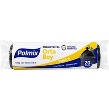 Polmix 160 gr Endüstriyel Orta Boy Çöp Poşeti 55X60 cm Rulo Siyah