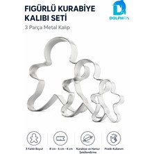 Dolphfin Figürlü Kurabiye Kalıbı 3’lü Metal Adam Şekilli Hamur Kesici Kalıp Seti 8 6 4 cm