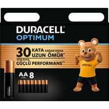 Duracell Pil Optimum Aa 8'li - Uzun Ömürlü ve Güçlü Performans 3'li Ekonomik Paket - 3 Adet