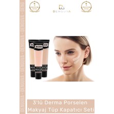 Denguva #makyaj Mat Bitişli Aydınlatıcı Kontür Etkili 3'lü Derma Porselen Makyaj Tüp Kapatıcı Seti