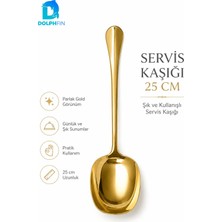 Dolphfin 25 cm Gold Servis Kaşığı – Parlak Metal Görünümlü Şık Sunum Kaşığı
