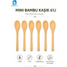 Dolphfin Mini Bambu Kaşık 6’lı Set 16 cm Tatlı Reçel Bal Baharat Sunum Kaşığı