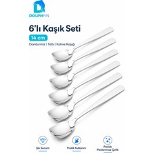 Dolphfin 6’lı 14 cm Paslanmaz Çelik Tatlı Kaşığı Dondurma Kahve Kaşık Seti