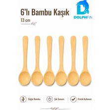 Dolphfin 6’lı Bambu Kaşık Seti 13 cm Doğal Baharat Reçel Bal ve Sunum Kaşığı