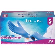 Has-pet Haspet Pudrasız Mavi Nitril Muayene Eldiveni Small 8'li Avantaj Paketi - 8 Adet