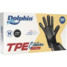 Dolphin Tpe Eldiven Siyah 100LÜ Medium - Tek Kullanımlık Eldiven 2'li Ekonomik Paket - 2 Adet