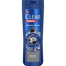 Clear Men 3in1 Şampuan & Duş Jeli 350 ml Deep Clean Arındırıcı Kömür