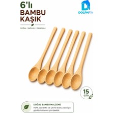 Dolphfin 6’lı Bambu Kaşık Seti 15 cm Doğal Ahşap Baharat ve Sunum Kaşığı