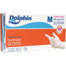 Dolphin Lateks Muayene Eldiveni Pudrasız 100 Adet Beyaz M 8'li Avantaj Paketi - 8 Adet