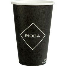 Rioba Rıoba Kağıt Bardak 50'li 16OZ Siyah Tek Kullanımlık Isı Yalıtımlı 2'li Ekonomik Paket - 2 Adet