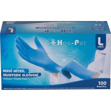 Has-pet Haspet Pudrasız Mavi Nitril Muayene Eldiveni Large 3'li Ekonomik Paket - 3 Adet