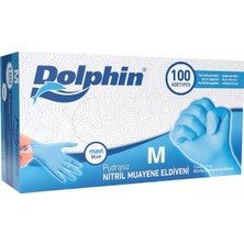 Dolphin Nitril Muayene Eldiveni Pudrasız 100 Adet Mavi M Dokulu Parmak Ucu 5'li Avantaj Paketi - 5 Adet