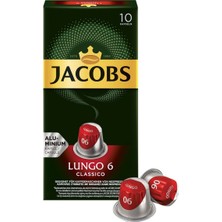 Jacobs Classic Lungo Kapsül Kahve 10'lu 5,2 G Pratik Demleme 2'li Ekonomik Paket - 2 Adet