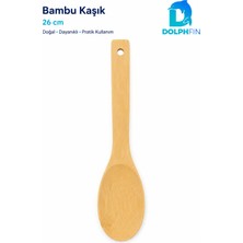 Dolphfin Bambu Yemek ve Servis Kaşığı 26 cm Doğal Uzun Saplı Karıştırma Kaşığı