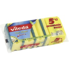 Vileda Oluklu Sünger 5'li Set - Zorlu Kirler Için Dayanıklı Temizlik Süngeri 3'li Ekonomik Paket - 3 Adet