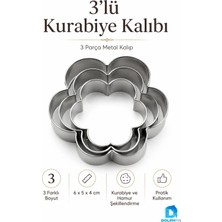 Dolphfin Çiçek Kurabiye Kalıbı 3’lü Metal Hamur Kesici Şeker Hamuru Kalıbı Seti 6 5 4 cm (Dlp-Ckk-Krb)