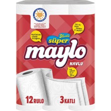 Maylo 3 Katlı Kağıt Havlu 12 Adet - Süper Emici Pratik Temizlik