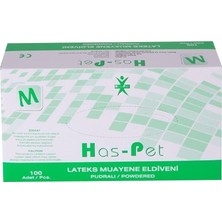 Has-pet Haspet Pudralı Lateks Muayene Eldiveni 100LÜ Medium 5'li Avantaj Paketi - 5 Adet