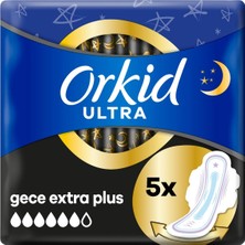 Orkid Hijyenik Ped Ultra Kanatlı Gece Extra 5'li - 3 Kat Koruma 3'li Ekonomik Paket - 3 Adet