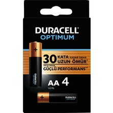 Duracell Optimum Aa Pil 4'lü - Uzun Ömürlü Alkalin Pil 4'li Avantaj Paketi - 4 Adet