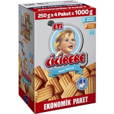 Eti Cicibebe 1 kg Bebek Bisküvisi - Sütte ve Meyve Suyunda Eriyen 4'li Avantaj Paketi - 4 Adet