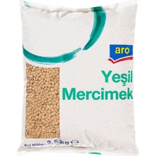 Aro Yeşil Mercimek 2,5 kg - Yassı Şekilli, Az Nişastalı Bakliyat 2'li Ekonomik Paket - 2 Adet