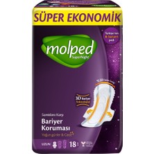 Molped Super Night Hijyenik Ped Ekonomik Paket Uzun 18 Li Gece Koruma 2'li Ekonomik Paket - 2 Adet