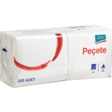 Aro Peçete 200 Adet Beyaz 23X25 cm Tek Katlı 6'li Avantaj Paketi - 6 Adet
