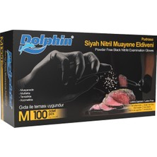 Dolphin Nitril Muayene Eldiveni Pudrasız 100 Adet Siyah M