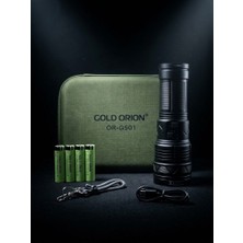 Gold Orion OR-G501 6000 Lümen 200W Profesyonel Şarjlı LED El Feneri – 3000M Menzilli Su Geçirmez Taşıma Çantalı Fener