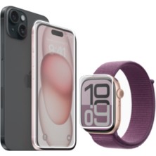 Wontis Telefon ve Saat Ekran Koruyucu Seti - iPhone 15 + Apple Watch 41 mm - Şeffaf Nano 2+2