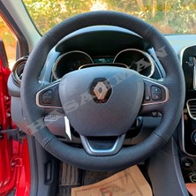 Hasakman Renault Captur 1 Dikme Direksiyon Kılıfı Premium Komple Delikli Deri Siyah Dikiş 2013-2019