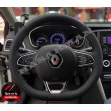 Hasakman Renault Kadjar Dikme Direksiyon Kılıfı Premium Komple Delikli Deri Siyah Dikiş 2015-2022