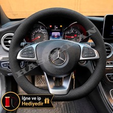 Hasakman Mercedes Glc Dikme Direksiyon Kılıfı Premium Komple Delikli Deri Siyah Dikiş 2015-2019