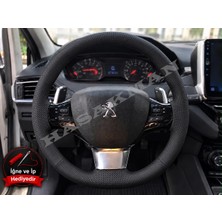 Hasakman Peugeot Rifter Dikme Direksiyon Kılıfı Premium Komple Delikli Deri Siyah Dikiş 2018-2021