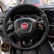 Hasakman Fiat Fiorino Dikme Direksiyon Kılıfı Premium Komple Delikli Deri Siyah Dikiş 2016-2026