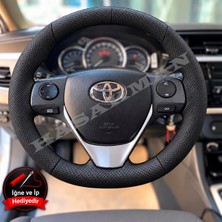 Hasakman Toyota Avensis T270 Dikme Direksiyon Kılıfı Premium Komple Delikli Deri Siyah Dikiş 2015-2018
