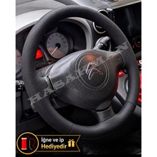 Hasakman Citroen C3 A51 Dikme Direksiyon Kılıfı Premium Komple Delikli Deri Siyah Dikiş 2009-2016