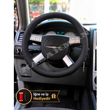 Hasakman Chrysler 300 Dikme Direksiyon Kılıfı Premium Komple Delikli Deri Siyah Dikiş 2004-2010