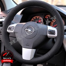 Hasakman Opel Corsa D Dikme Direksiyon Kılıfı Premium Komple Delikli Deri Siyah Dikiş 2006-2014