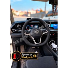 Hasakman Vw Taigo Dikme Direksiyon Kılıfı Premium Komple Delikli Deri Siyah Dikiş 2021-2026