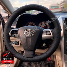 Hasakman Toyota Avensis T270 Dikme Direksiyon Kılıfı Premium Komple Delikli Deri Siyah Dikiş 2009-2012