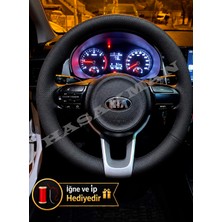 Hasakman Kia Stonic Dikme Direksiyon Kılıfı Premium Komple Delikli Deri Siyah Dikiş 2017-2026