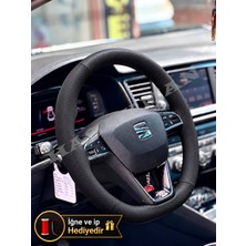 Hasakman Seat Toledo Mk4 Dikme Direksiyon Kılıfı Premium Komple Delikli Deri Siyah Dikiş 2018-2019