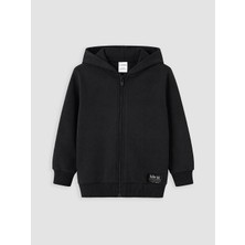 Lc Waikiki Yeni Sezon Siyah Kapüşonlu Erkek Çocuk Fermuarlı Sweatshirt