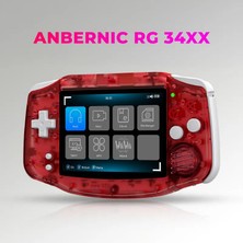 Anbernic Rg 34XX Retro El Oyun Konsolu 64 GB Şeffaf Kırmızı - 3.4 Inç 3:2 IPS Ekran (720X480) Gba Tasarım H700 Işlemci 5g Wi-Fi Bluetooth HDMI 3500 Mah Batarya