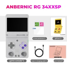 Anbernic Rg 34XXSP Kapaklı Retro El Oyun Konsolu 64 GB Gri - 3.4 Inç 3:2 IPS Ekran Çift Joystick H700 Işlemci 5g Wi-Fi Bluetooth HDMI Hall Sensörlü Katlanabilir Konsol