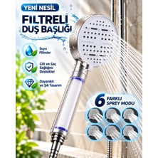 Epilons 6 Modlu Filtreli Duş Başlığı Büyük Panel Su Tasarruflu Çok Fonksiyonlu Beyaz Duş Başlığı
